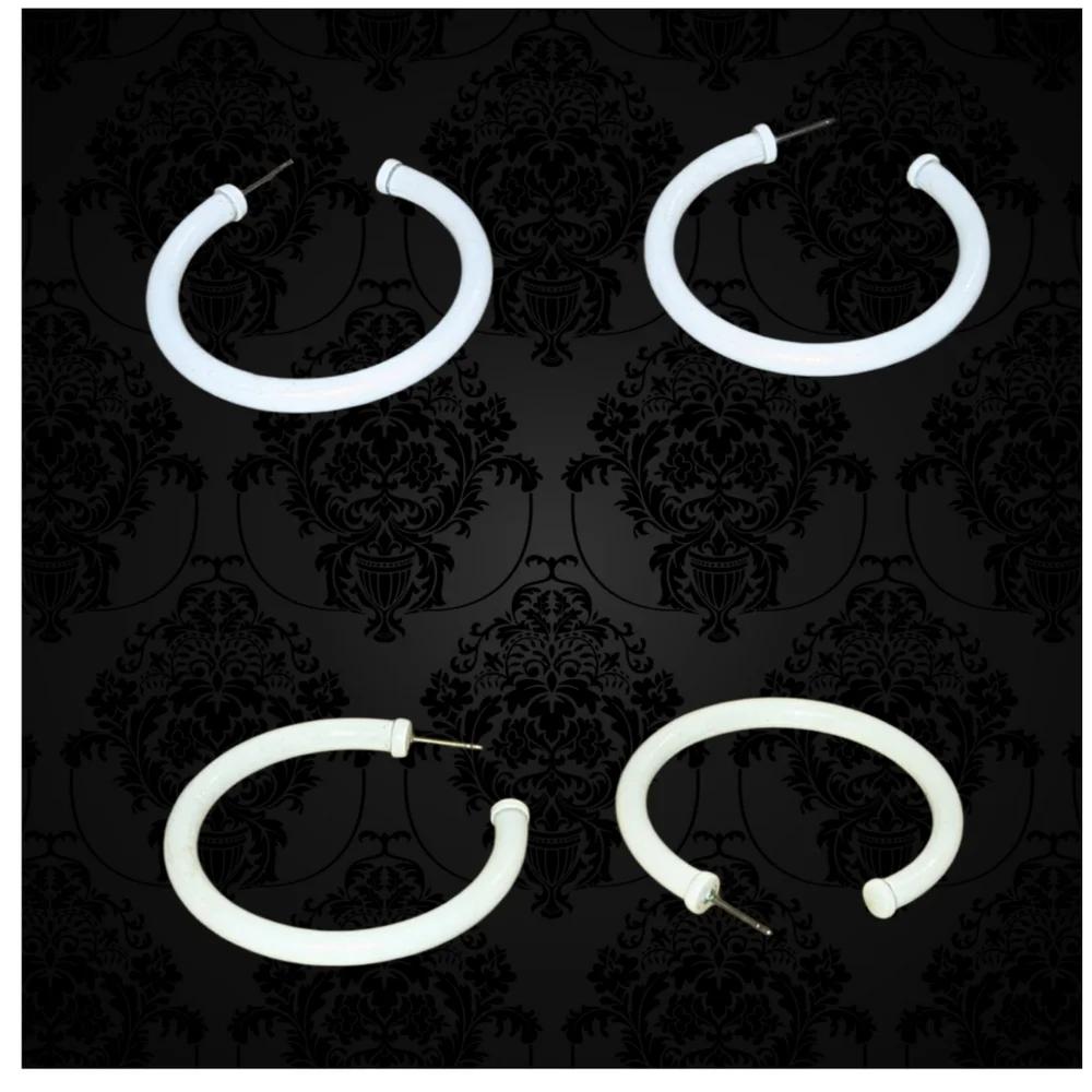 White Hoop Fashion Earrings
